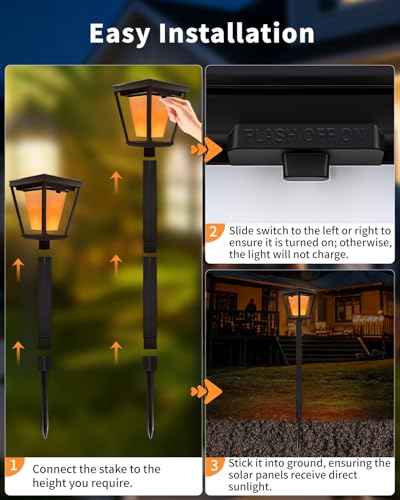 Flickering Flame Solar Pathway Lights – 6 Pack