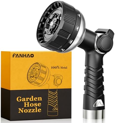FANHAO Thumb Control Garden Hose Nozzle Heavy Duty Metal, 10 Spray Patterns