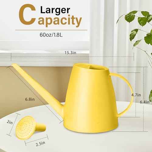Plant Watering Can - Plastic Indoor and Outdoor - 1/2 Gallon - Yellow