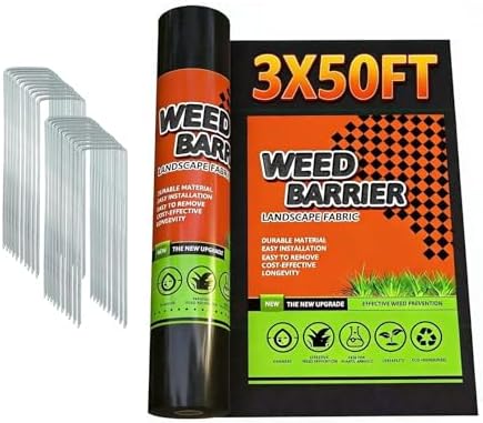 3Size Weed Barrier Landscape Fabric Heavy Duty Woven Ground Cover Weed Cloth Geotextile Fabric Driveway Fabric (3x50FT)