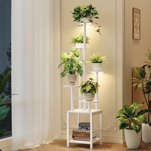 Homsorout Plant Stand Indoor with Grow Light, 6-Tiered Tall Plant