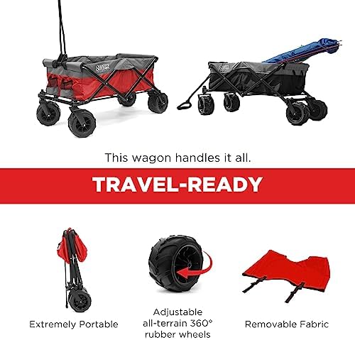 Creative Outdoor Push Pull Hauler Wagon for Kids, 200lbs Weight Capacity, All-Terrain Collapsible and Portable Folding Cart, Beach, Park, Garden, Camping & Tailgate