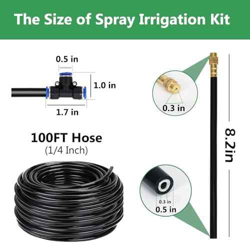 100FT Drip Irrigation System, 1/4 Inch Hose with 360° Adjustable Copper Nozzles – Garden Watering Kit for Lawn, Raised Beds, Greenhouse & Yard