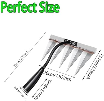 Iron Rake for Weeding, Garden Metal Rake Heavy Duty with 5 Tines