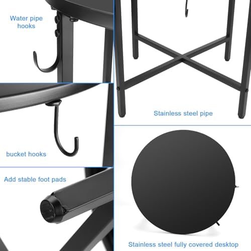 Z8 Solid Rain Barrel Stand with Bucket & Hose Hooks Heavy Duty Water