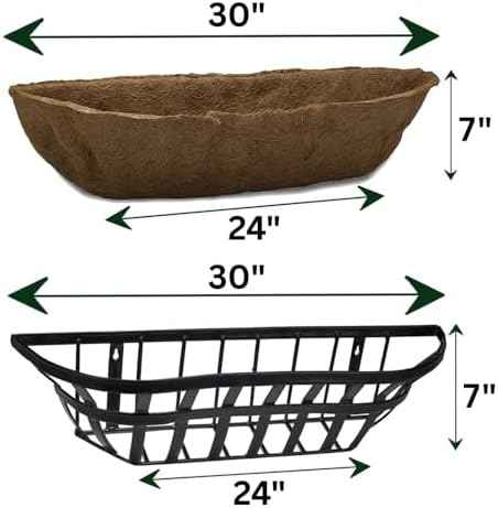 Ashman Trough 1 Pack, Deck Railing Planter Box, Black, Metal Garden Trough Deck Planter with Coco Liners.