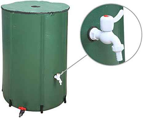 100 Gallon Collapsible Rain Barrel Portable Water Storage Container Water Collector Tank with Spigot Filter Rainwater Collection System Downspout (100 Gallon)