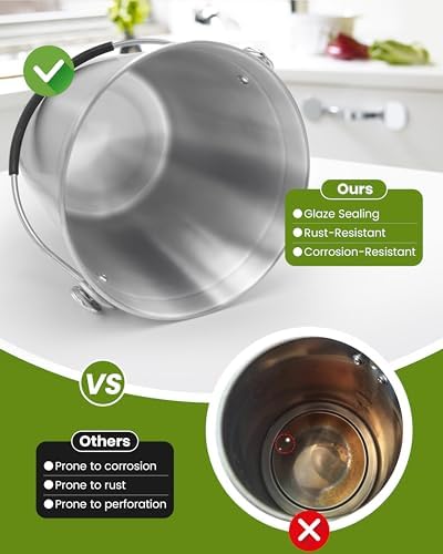 Countertop Compost Bin Kitchen Stainless Steel 1.3 Gallon