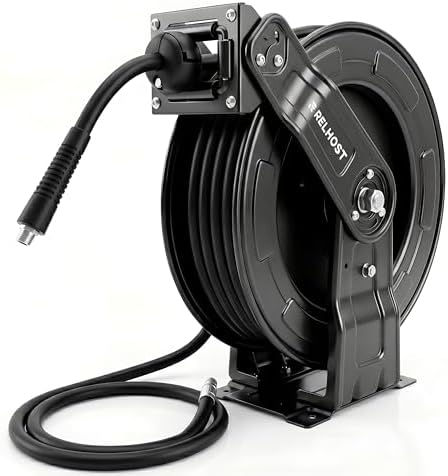 Relhost Pressure Washer Hose Reel, 65 ft x 1/4 inch Retractable Power