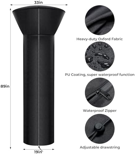 Patio Heater Covers, Heavy-duty and Weather-resistant Oxford Fabric, Waterproof, Dust-proof, Snow-proof, Windproof, with Zipper and Storage Bag (Round Stand Up)