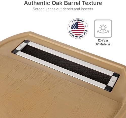 RTS Home Accents 50-Gallon Rain Water Collection Barrel with Brass Spigot, Oak Color