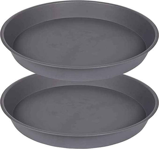 2 Pack of 16 17 inch Plant Saucer (15 inch Base), 2.3" Depth, Plant Trays for Pots, Plastic Plant Saucers for Indoors, Bird Bath Bowls, Flower Pot Drip Trays for Planter (17", Cement)