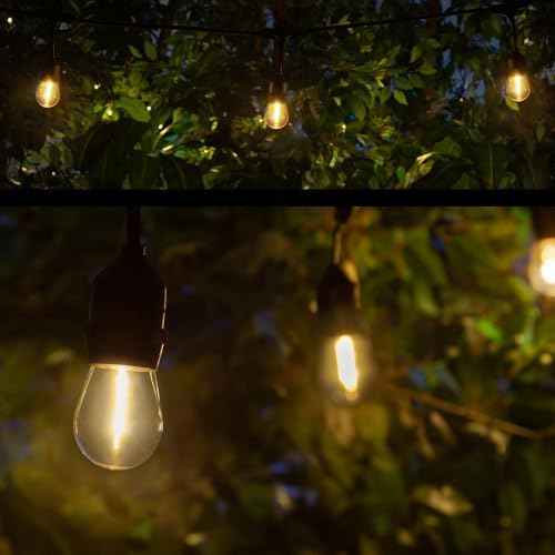 Wintergreen Lighting 15ft S14 Patio Lights Outdoor Waterproof 10 Shatterproof Bulbs on Suspended Sockets Heavy Duty String Lights for Outside, Connectable ETL Listed String Lights