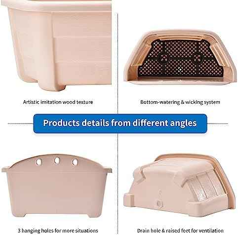 ORIMERC 9.8 inch 4 Pack Wall Hanging Planters Pots for Indoor Plants Wall Plants Holder with Drainage Hole Balcony Planters Railing Hanging Pot Fence Vertical Living Mount Outdoor with Hooks/Screws