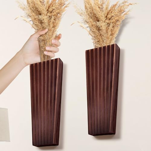 2PCS Wood Wall Planter for Indoor Plants, Wooden Hanging Planter for