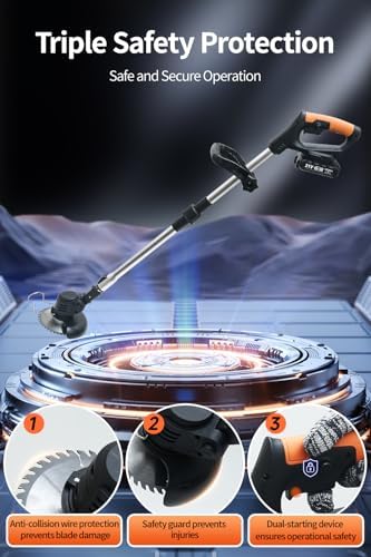 Cordless Weed Wacker,Electric Weed Eater,Grass Trimmer Cordless,2 Batteries,Lightweight and Foldable Design,Weed Erimmer,Black