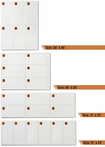PBHEPJ 6 Pcs Metal Pegboard Panels, 24"x12" Heavy Duty Peg Boards for