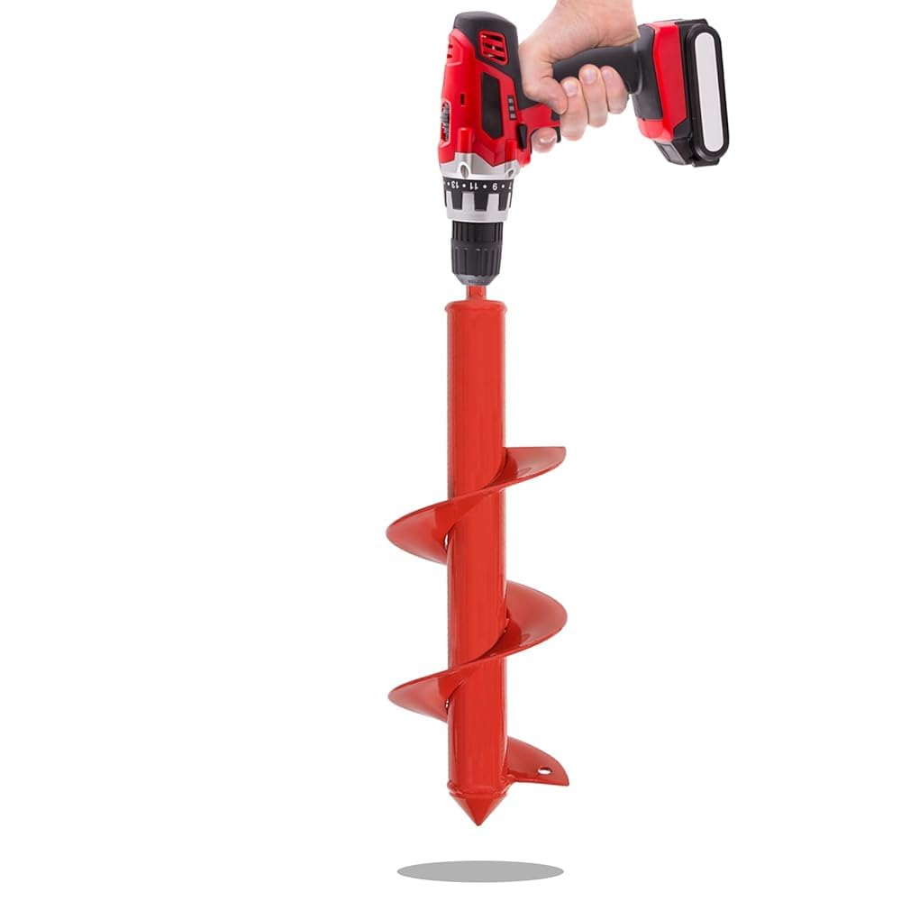 Auger Drill Bit for Planting - 4" X 12" Heavy-Duty Garden Auger Spiral Drill Bit - Bulb Planter Tool & Auger Post Hole Digger - 3/8" Hex Drive Drill