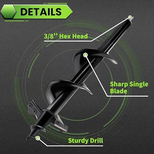 Auger Drill Bit for Planting - 4"X16" Heavy-Duty Auger Post Hole