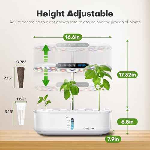 Ahopegarden Hydroponics Growing System with 12 Pods, Indoor Garden Kit with LED Grow Light & LCD Temp Humidity Display, Smart Quiet Pump Planter for Herbs, Lettuce, Vegetables, Kitchen Garden Use