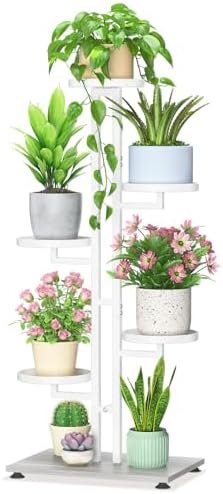 LASZOLA Plant Stand Tall Flower Holder for Indoor Corner, 5 Tier White