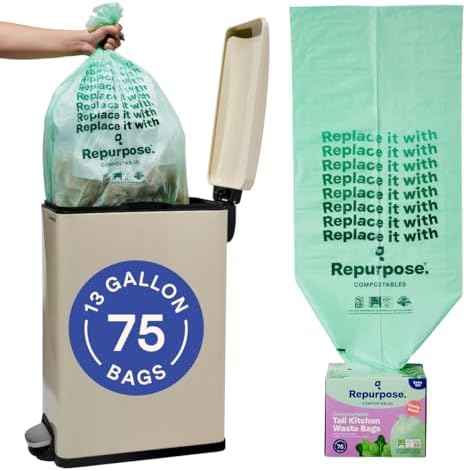 Repurpose 13 Gallon Compostable Kitchen Trash Bags, 75ct