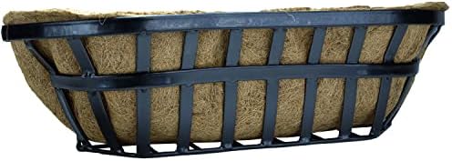 Ashman Trough 1 Pack, Deck Railing Planter Box, Black, Metal Garden Trough Deck Planter with Coco Liners.
