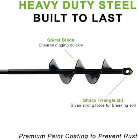 Auger Drill Bit for Planting 1.6 x 9 Inch, Garden Spiral Hole Drill