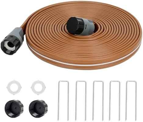 Sprinkler Hose with Holes 25 FT, Flat Sprinkler Soaker Hoses for Garden