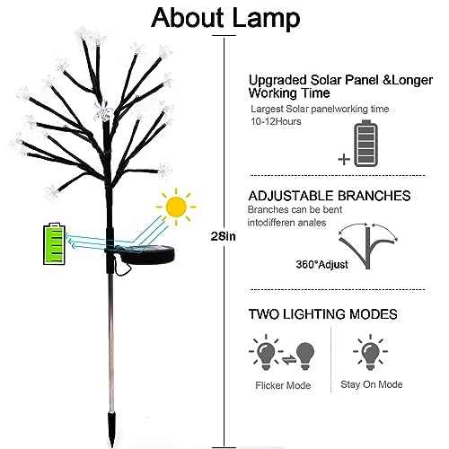 Solar Garden Lights Waterproof, Sola Lights Outdoor Decorative 4Pack,80Led Solar Powered Flowers Garden Decor,Fairy Lights for Yard,Pathway,Outside Decorations,Gardening Gifts for Women Mom