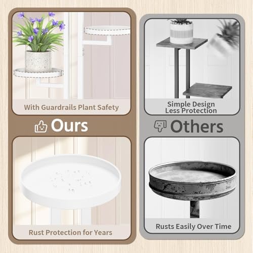 LASZOLA Plant Stand Tall Flower Holder for Indoor Corner, 5 Tier White