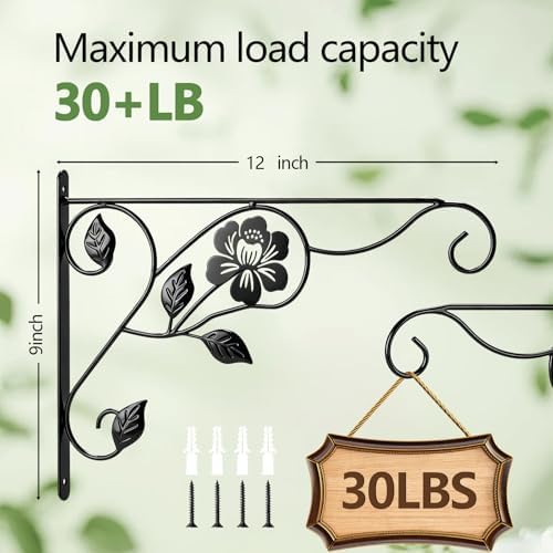 2 Pack Hanging Plant Brackets,Heavy Duty Plant Hangers Iron Hooks