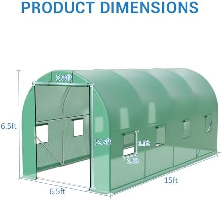 15x7x7 ft Walk-in Greenhouse for Outside - Heavy Duty Galvanized Steel