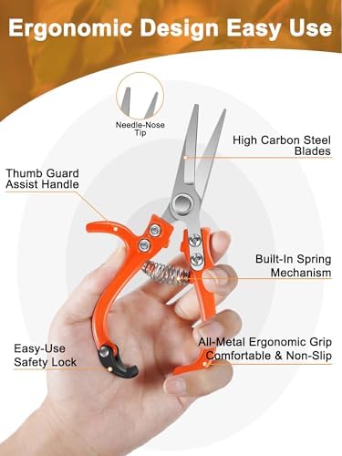 6.7" Lightweight Pruning Scissors, Garden Snips with Straight
