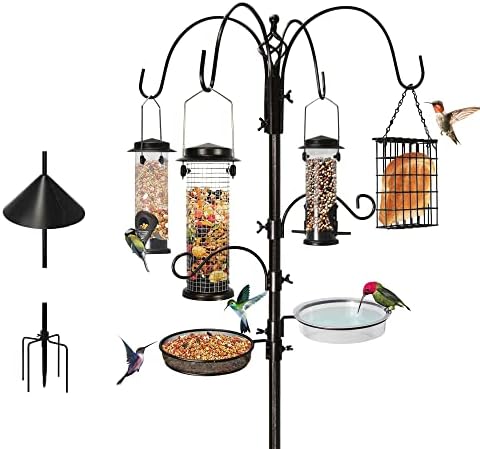6-Hook Bird Feeding Station with Squirrel Baffle, 94 Inch