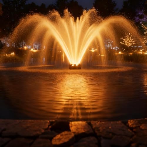 Pond Fountain Aerator with Lights, 1 HP with Dynamic RGB Lighting