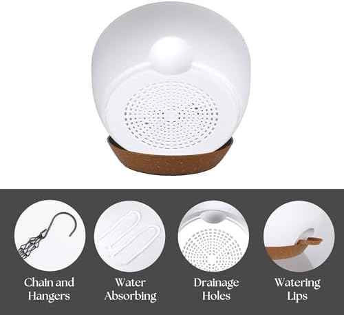 TYMENSH Hanging Plant Pots 12 Inch Set of 2, Self Watering Hanging Planters with Drainage Holes, Removable Saucer, Durable Plastic Flower Pots with Chains for Indoor Outdoor Plants, White