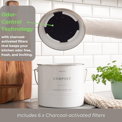 D'Lifeful Kitchen Compost Bin – 1.3 Gallon Countertop Farmhouse