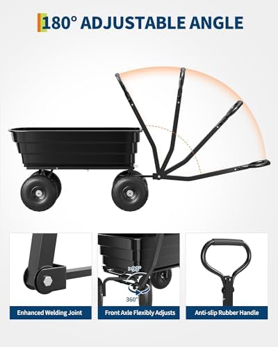 Poly Dump Cart - Heavy Duty 1200lbs Garden Cart with Quick-Release