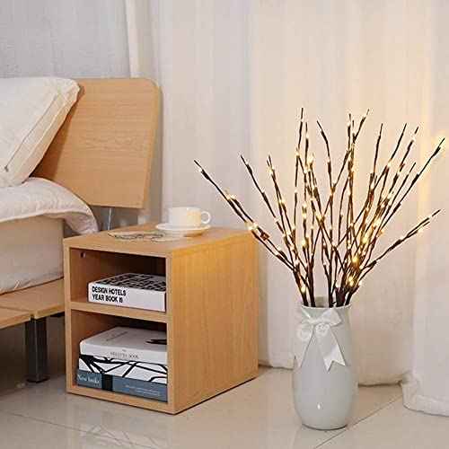 Set of 2 3PK 30" Brown Lighted Twig Stakes 120 Warm White Pathway Light for Outdoor and Indoor (Vase Excluded)