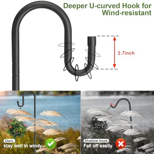 Bird Feeder Garden Hook - Heavy Duty Hummingbird Stand with Anti-tip