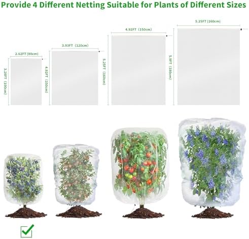 afzdby Garden Mesh Netting with Drawstring,Plants Cover Protection