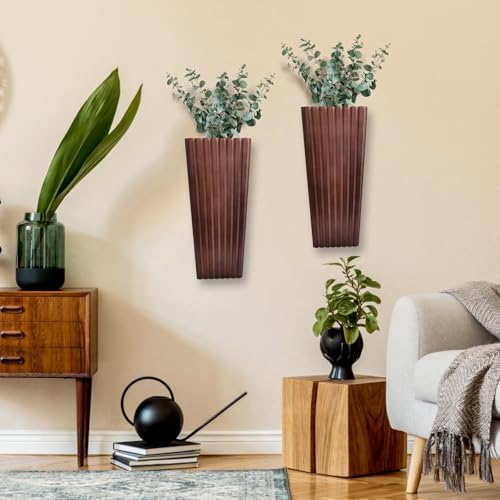 2PCS Wood Wall Planter for Indoor Plants, Wooden Hanging Planter for