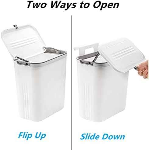 Frcctre 2 Pack 2.4 Gallon Kitchen Compost Bin, Hanging Trash Can with Lid Garbage Can for Countertop or Under Sink, Wall Mounted Counter Waste Bin for Kitchen Bathroom Bedroom Office