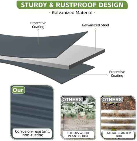 4x2x1.86ft Raised Garden Bed - Galvanized Deep Root Planter Boxes Outdoor with Wing Nuts and Safety Edges for Gardening Vegetables, Flowers, Herbs, Succulents - Gray