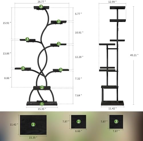 Plant Stand Indoor with Grow Light - 8 Tiered Corner Plant Shelf Indoor