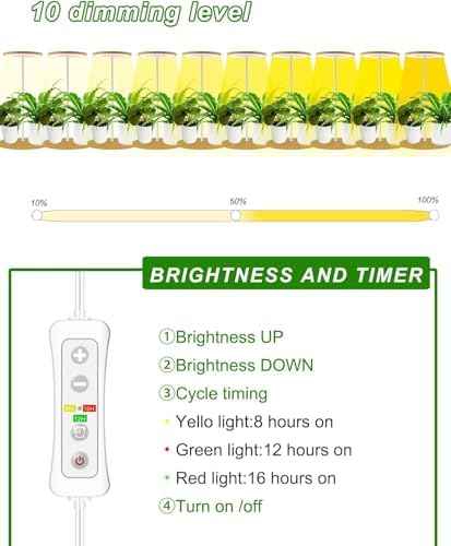 Plant Grow Light for Indoor Plant,yadoker Bamboo Mini LED Grow Light Garden,Height Adjustable,Automatic Timer with 8/12/16 Hours