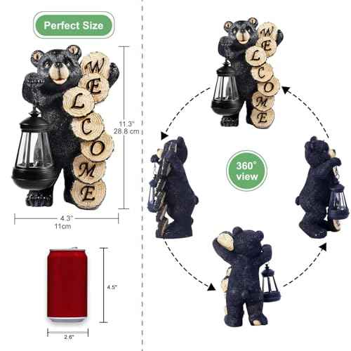 Solar Bear for Garden Decor: Weatherproof Resin Statues