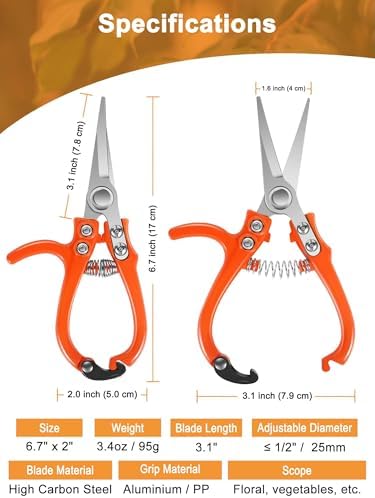 6.7" Lightweight Pruning Scissors, Garden Snips with Straight