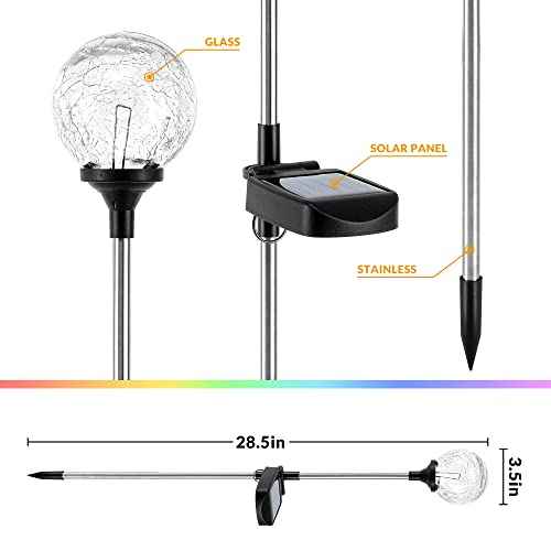 SOLPEX Solar Garden Lights 6 Pack, Solar Lights Outdoor Decorative, Solar Globe Lights Outdoor Waterproof for Yard and Garden, Multi-Color Changing Cracked Glass Ball LED Lights